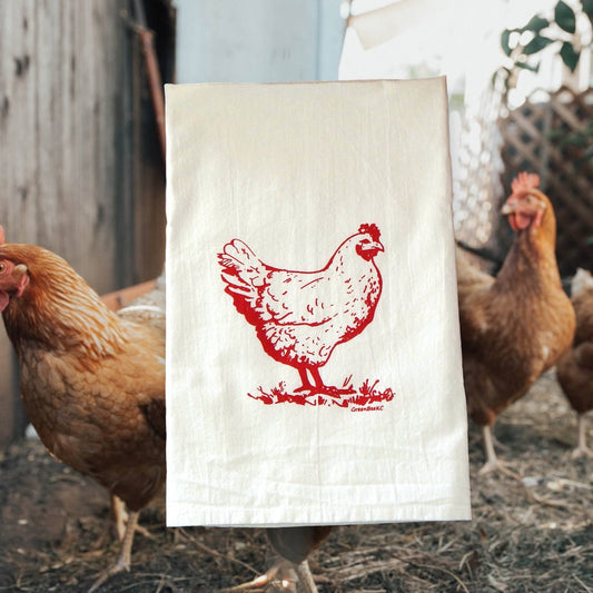 Chicken Dish Towel | Tea Towels | Flour Sac Kitchen Towels: Red